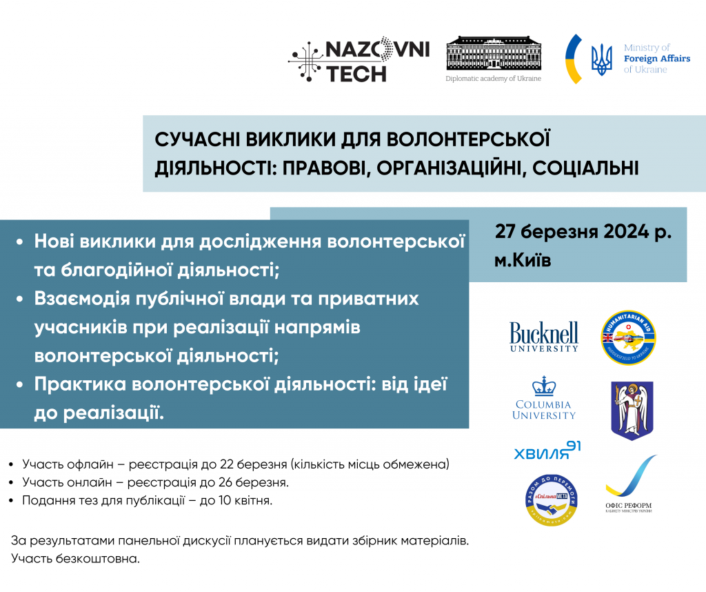 Науково-практична панельна дискусія: «Сучасні виклики для волонтерської діяльності»